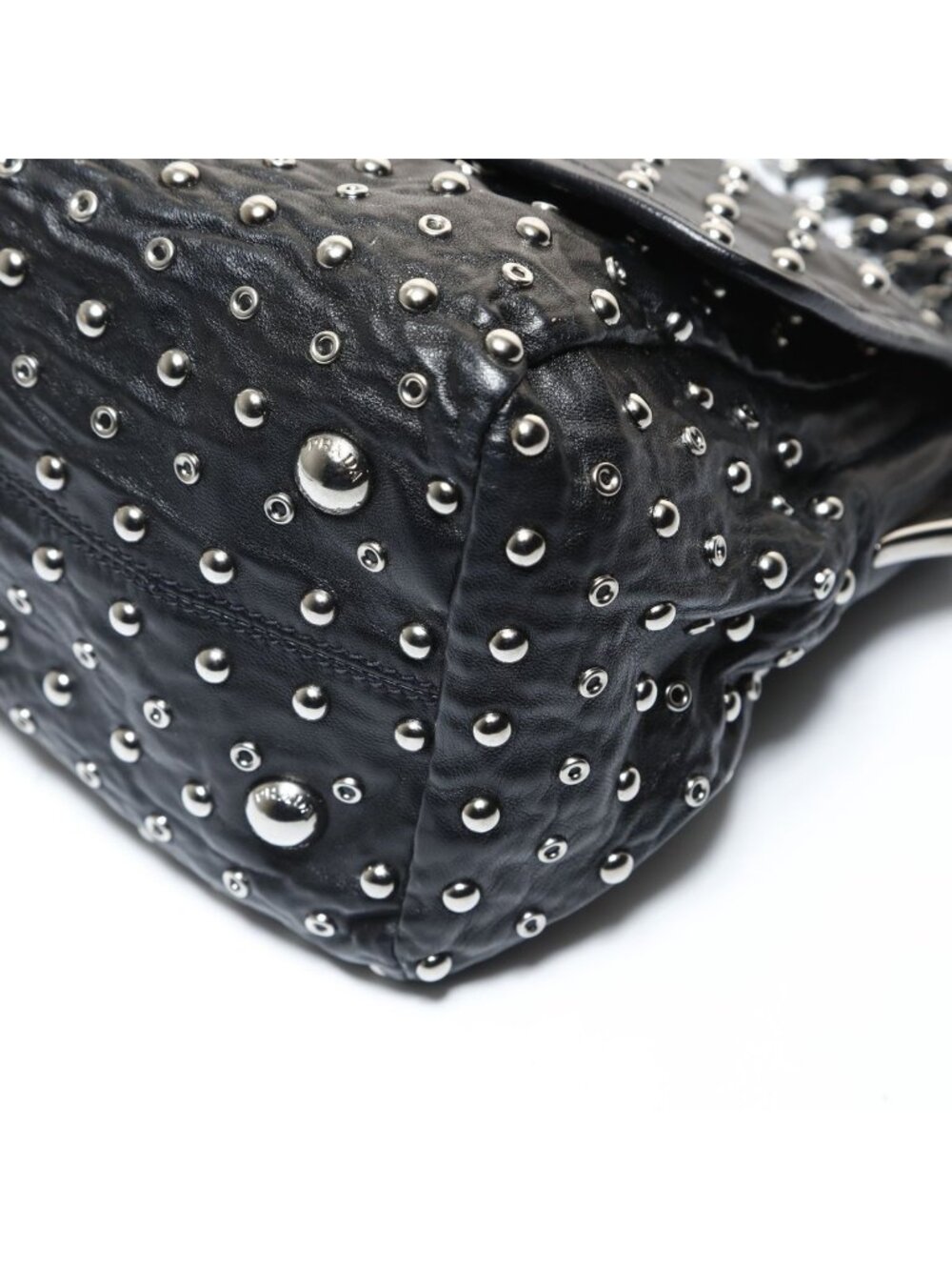 ★SOLD★ Prada Shoulder Bag Studded Chain Silver - Picture 6 of 10